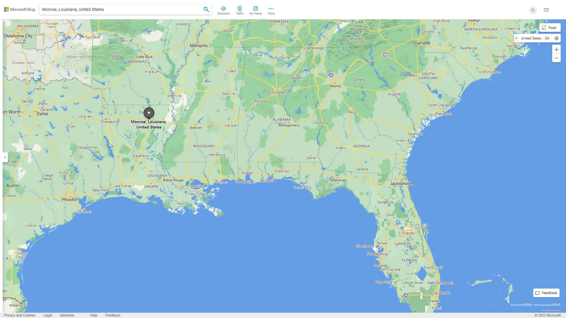 Monroe Louisiana Map United States